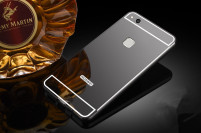 Луксозен алуминиев бъмпър с твърд гръб огледален черен гръб за Huawei P10 Lite
